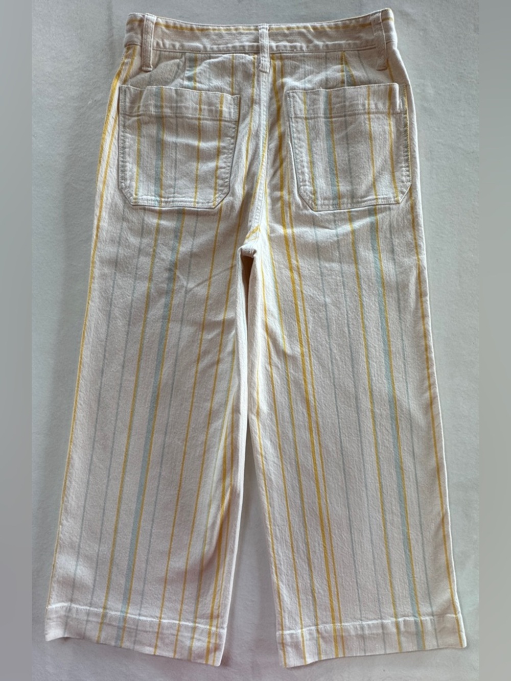 Madewell Emmett Striped Wide-Leg Crop Pants K9884 Cream Yellow Blue (28) - Picture 4 of 17